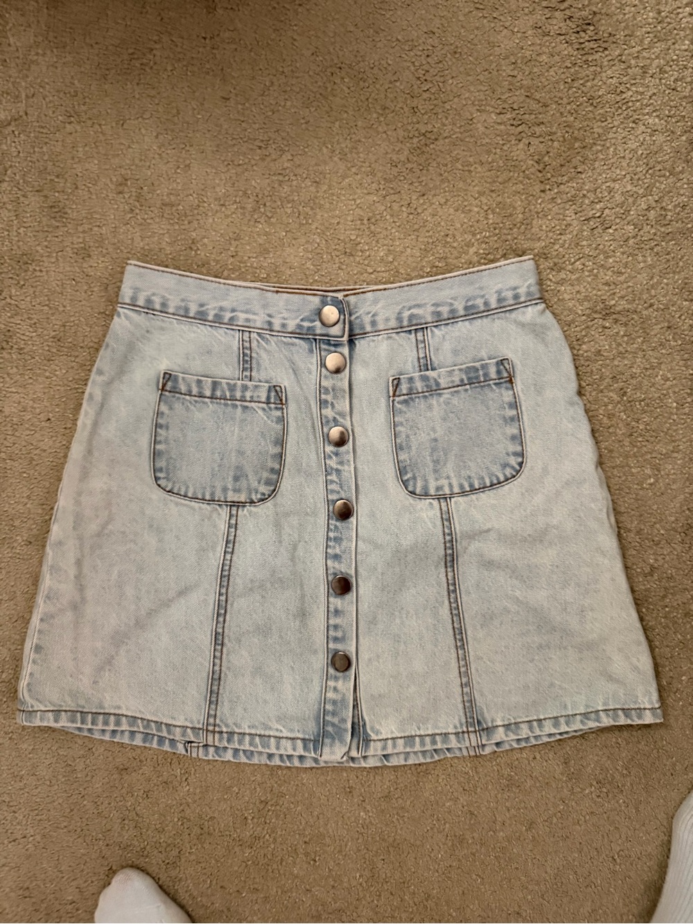BDG s Light Wash Denim Button-Front Skirt